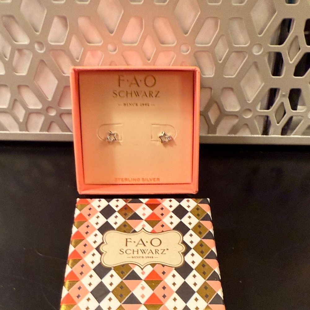 FAO Schwarz Sterling Silver Star Earrings